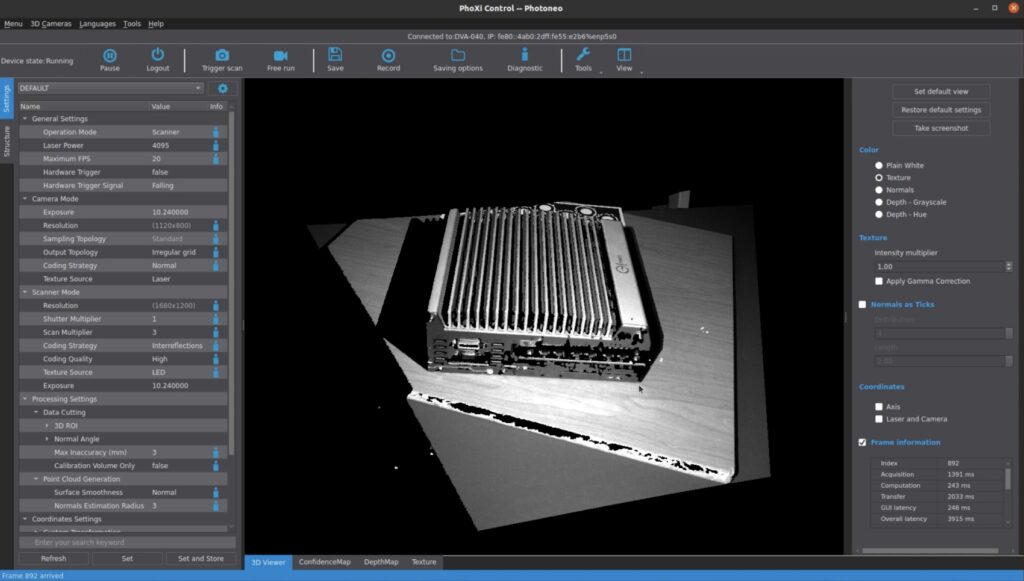 3d camera in a scanning mode - the effects